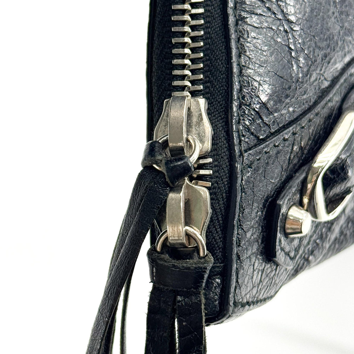 Balenciaga Zip Around Classic Studs Clutch Leather, Black, Leather, Clutch