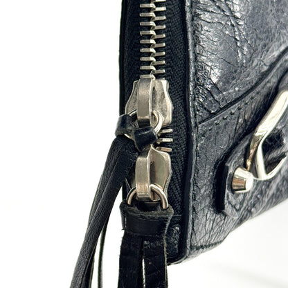 Balenciaga Zip Around Classic Studs Clutch Leather, Black, Leather, Clutch