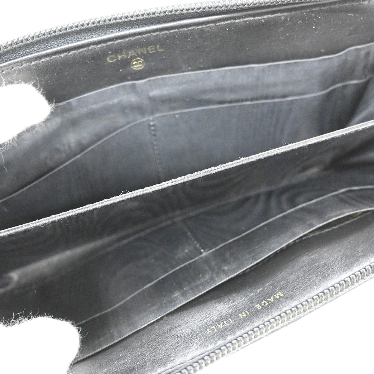 Chanel Portefeuille long CC logo calfskin leather, Black, Leather, Wallet