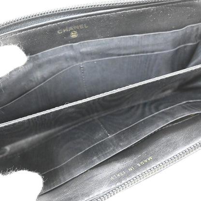 Chanel Portefeuille long CC logo calfskin leather, Black, Leather, Wallet