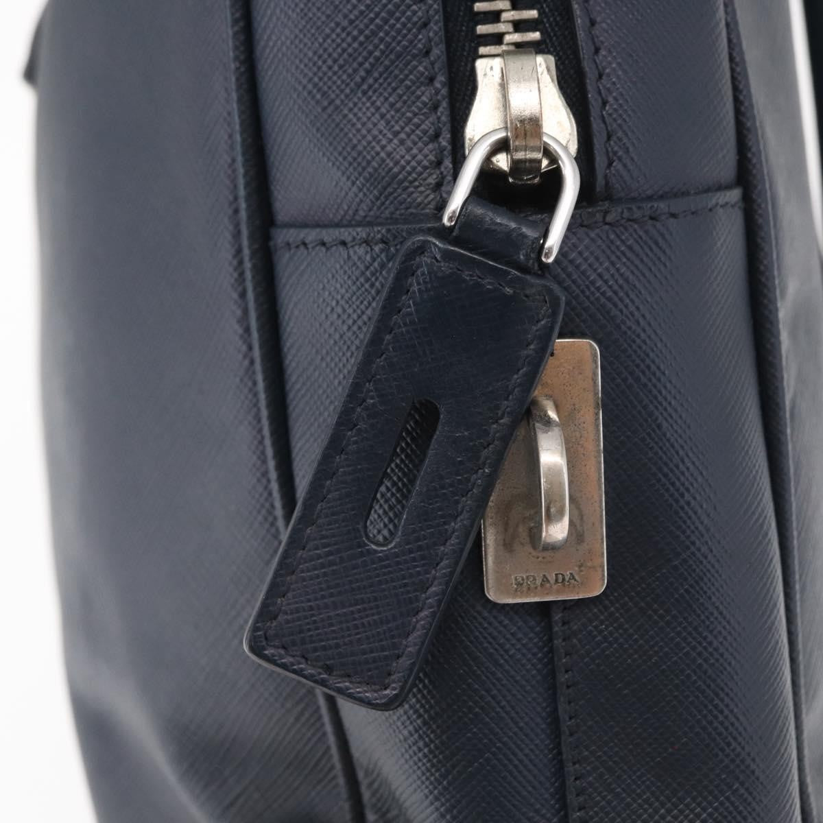 Prada Convertible Zip Around Saffiano Leather, Navy, Leather, Briefcase