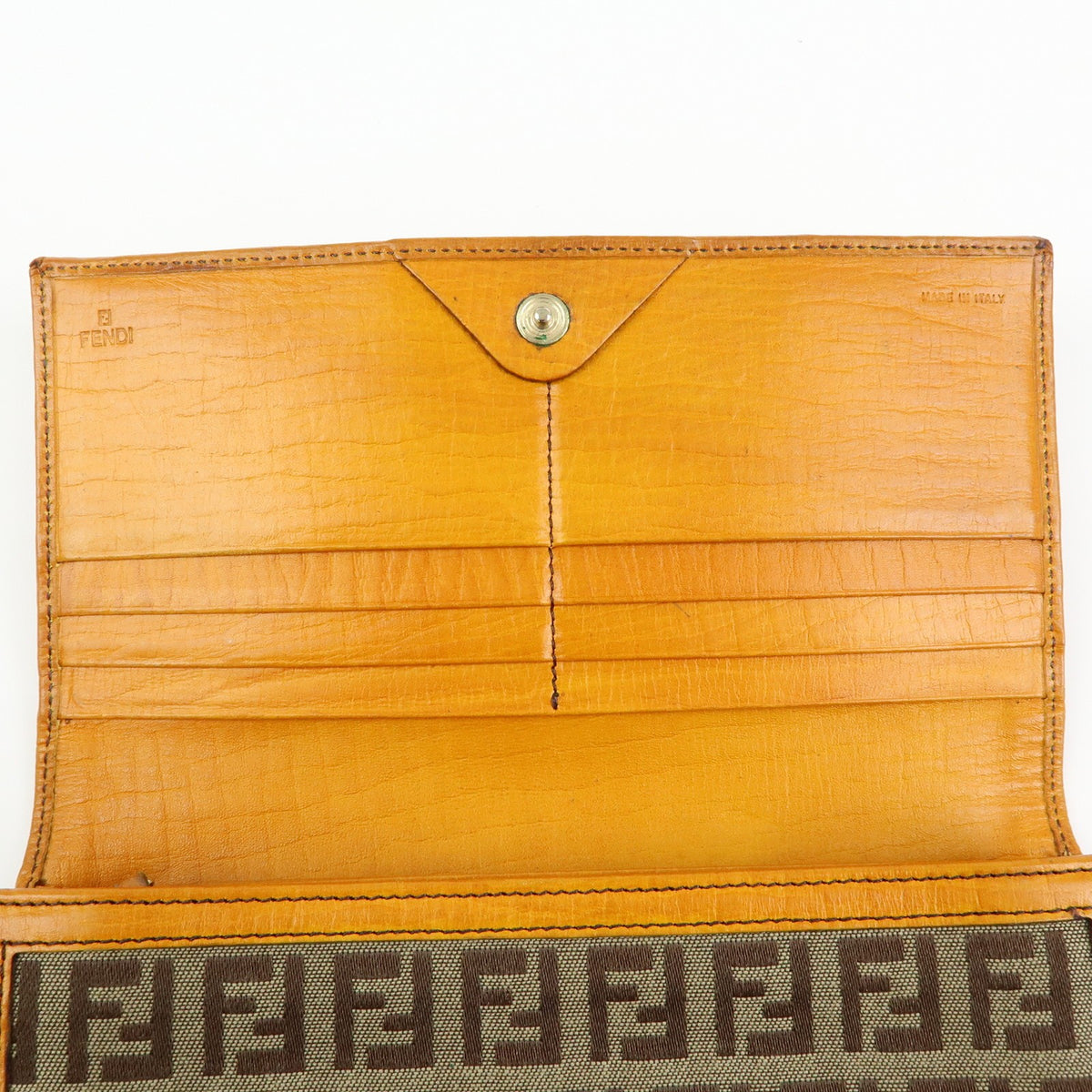Fendi Bifold Zucca Coated Canvas, Beige, Canvas, Wallet