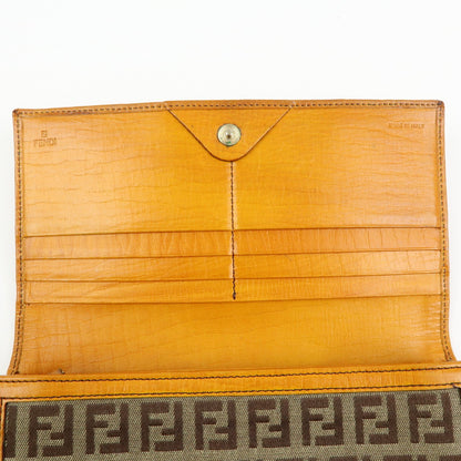 Fendi Bifold Zucca Coated Canvas, Beige, Canvas, Wallet