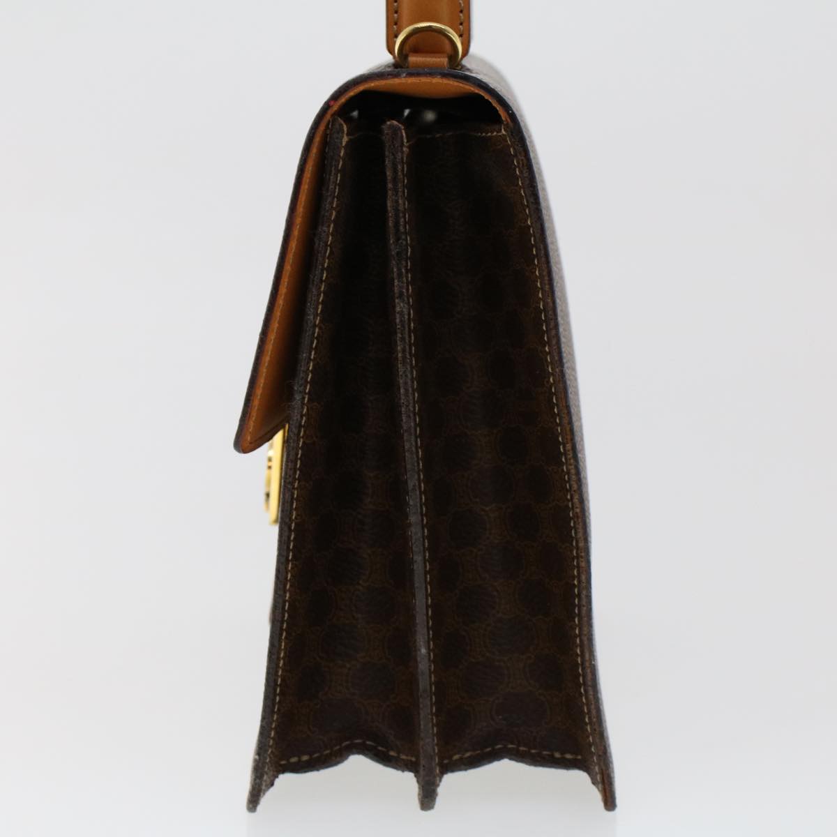 Celine Macadam Handbag Macadam with leather, BROWN, LEATHER, Handbag