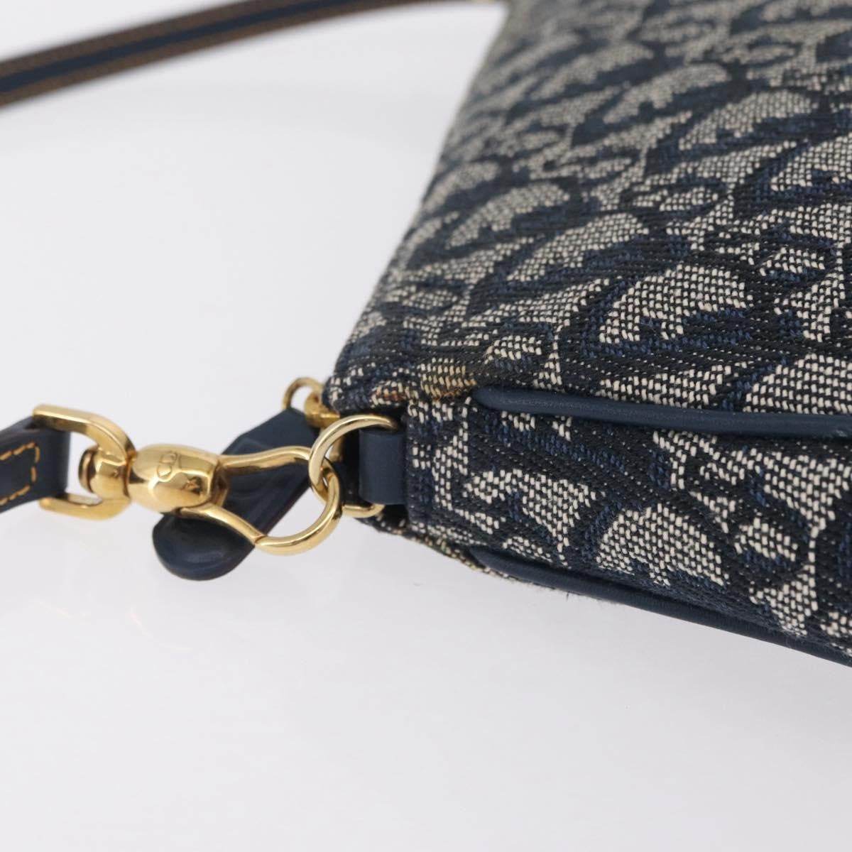 Christian Dior Vintage Saddle Bag Canvas, Navy, Canvas, Clutch