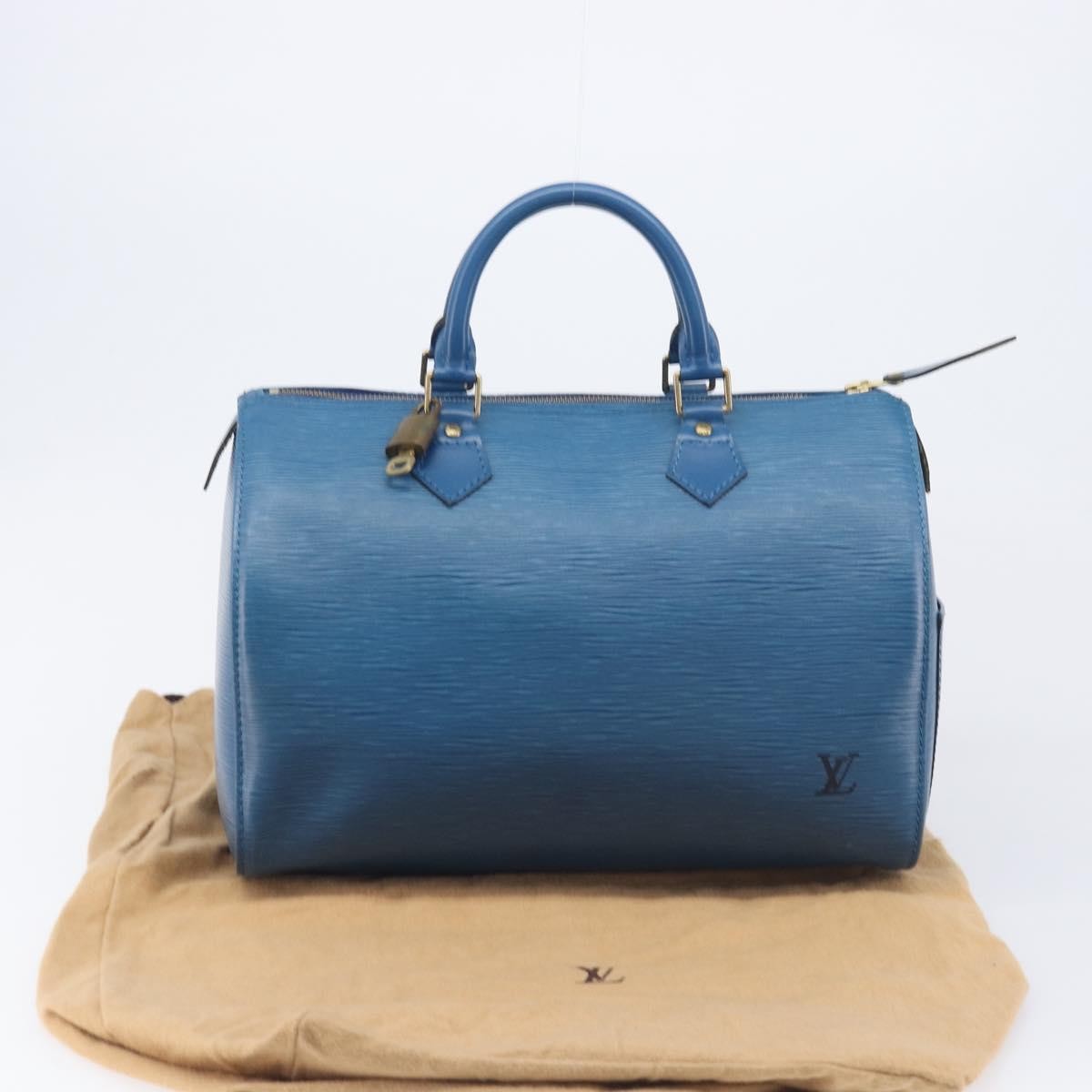 Louis Vuitton Speedy Epi Leather, Blue, Leather, Handbag