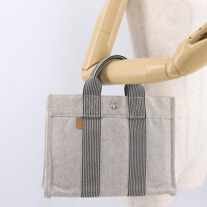 Hermes Fourre Tout Canvas, Gray, Canvas, Tote Bag