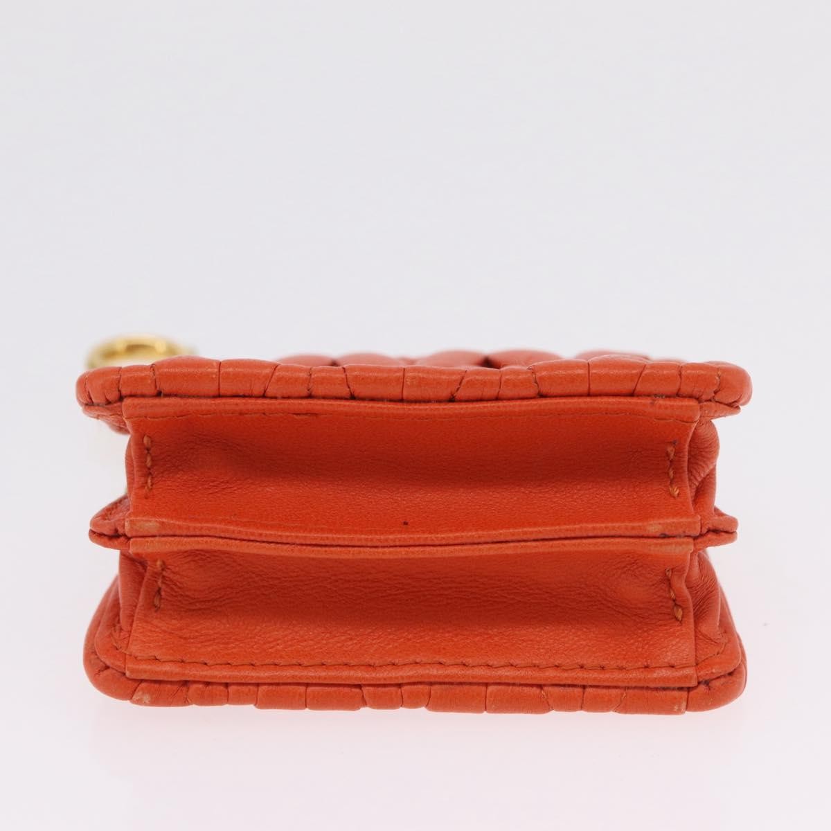 Miu Miu Sword wallet Charm Leather Matelasse, Orange, Leather, Crossbody Bag