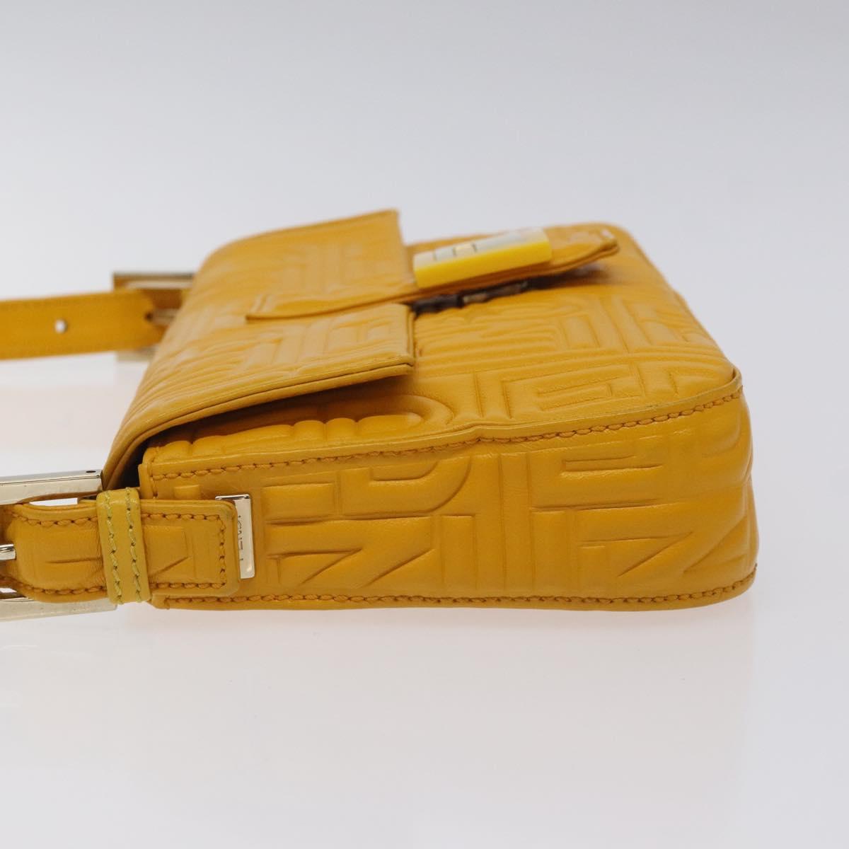 Fendi Mamma Baguette Shoulder Bag Canvas, YELLOW, LEATHER, Shoulder bag