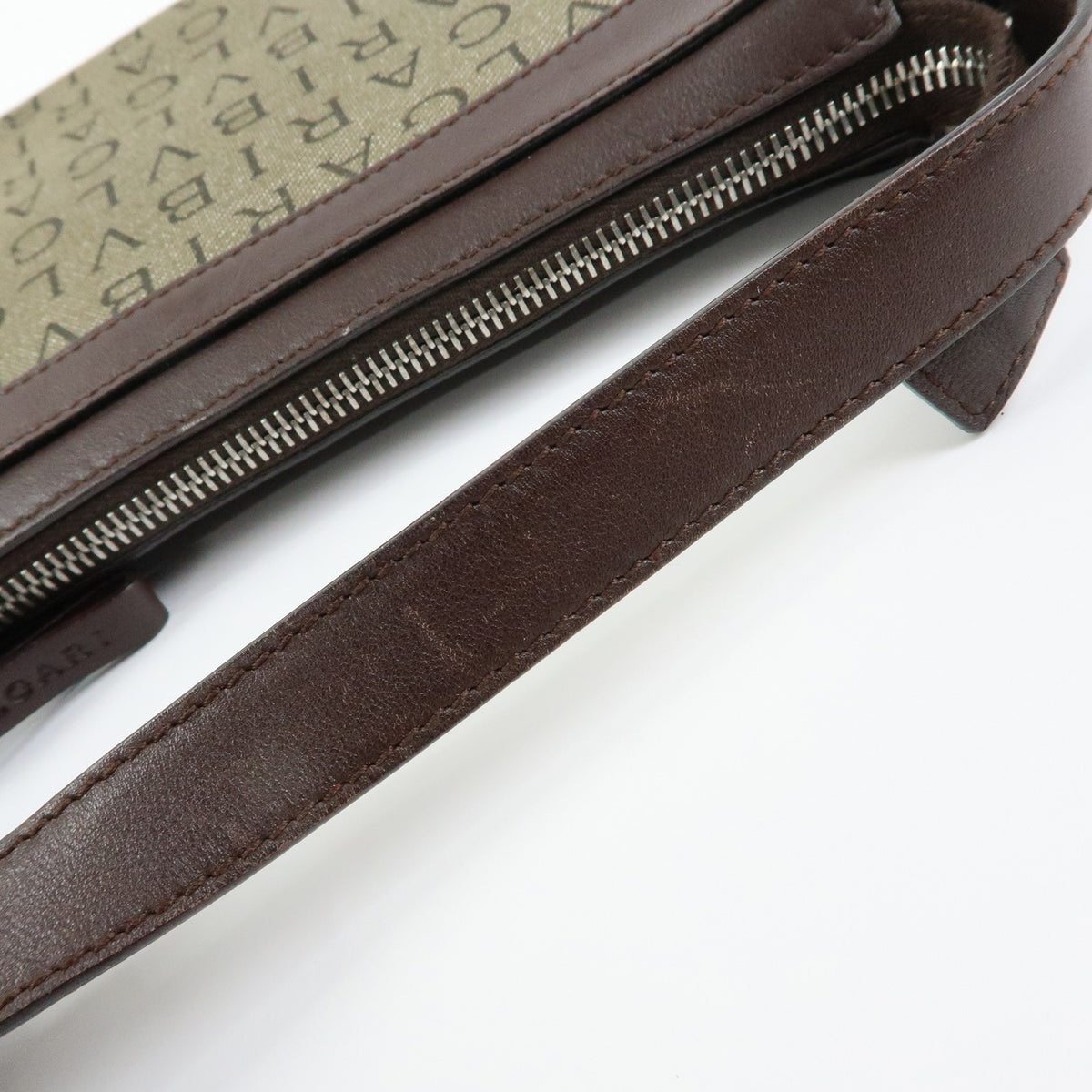 Bvlgari Logomania Canvas with Leather, Khaki, Canvas, Shoulder Bag