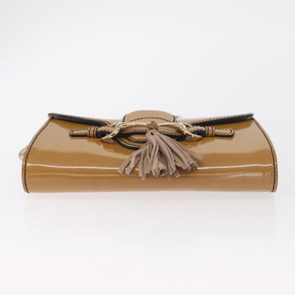 Gucci Emily Chain Flap Patent, Beige, Patent Leather, Shoulder Bag