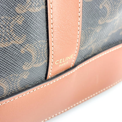 Celine Bucket Triomphe Coated Canvas, Black, Canvas, Shoulder Bag