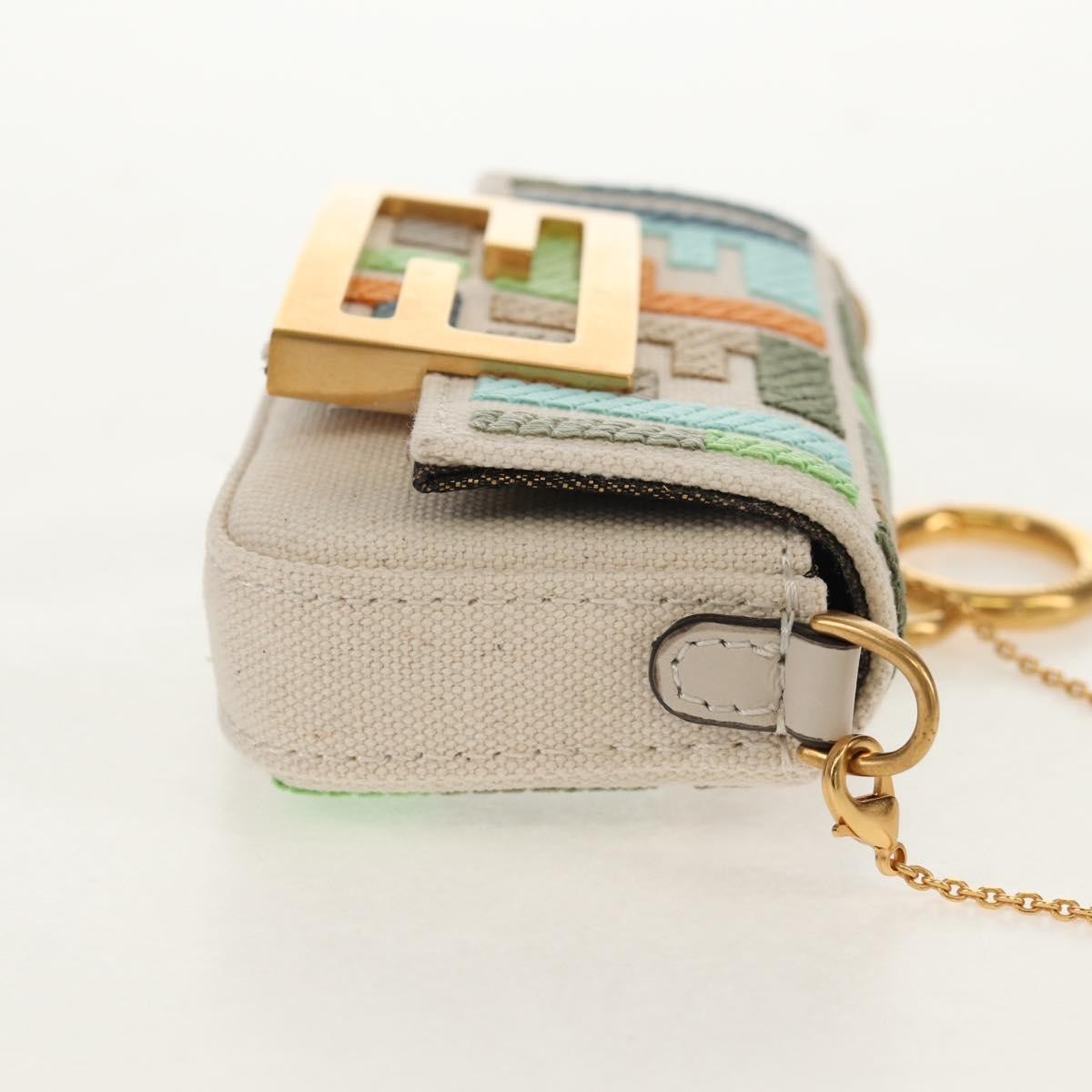 Fendi Chain Baguette Charm Zucca Embroidered Canvas, Multicolour, Canvas, Shoulder Bag