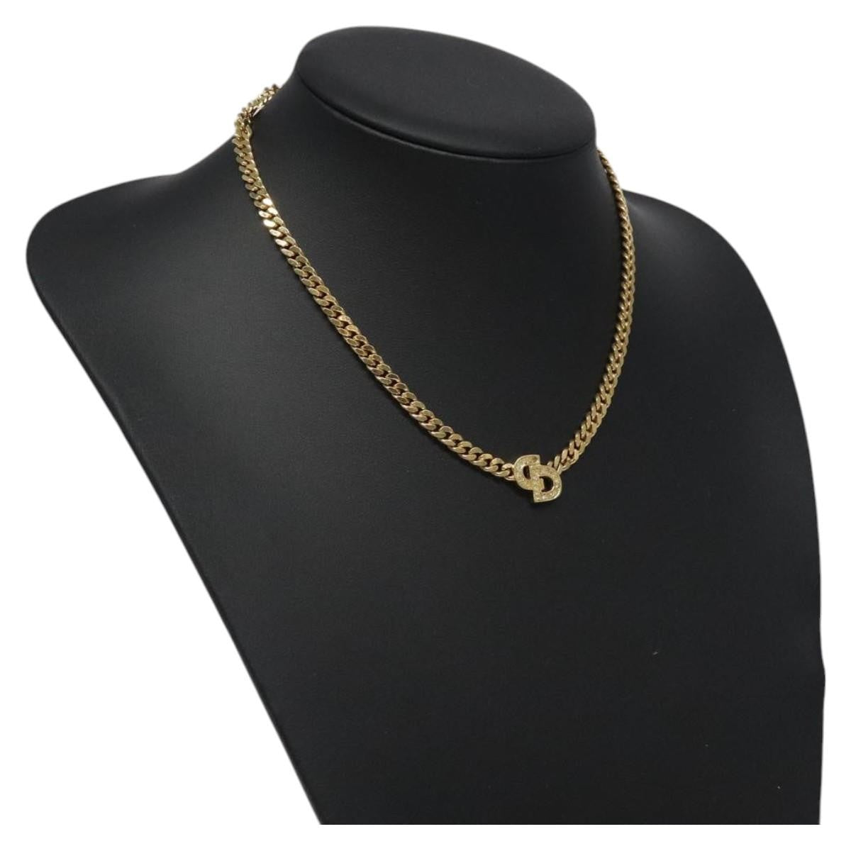 Christian Dior CD Pendant Metal and Crystals, Gold, Metal, Necklace