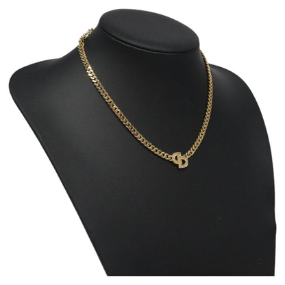 Christian Dior CD Pendant Metal and Crystals, Gold, Metal, Necklace