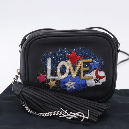 Saint Laurent Classic Monogram Blogger Patch Embellished Leather, Black, Leather, Crossbody Bag