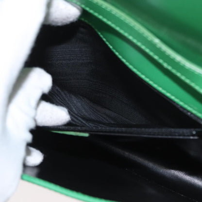 Celine Circle Logo Leather, Green, Leather, Shoulder Bag