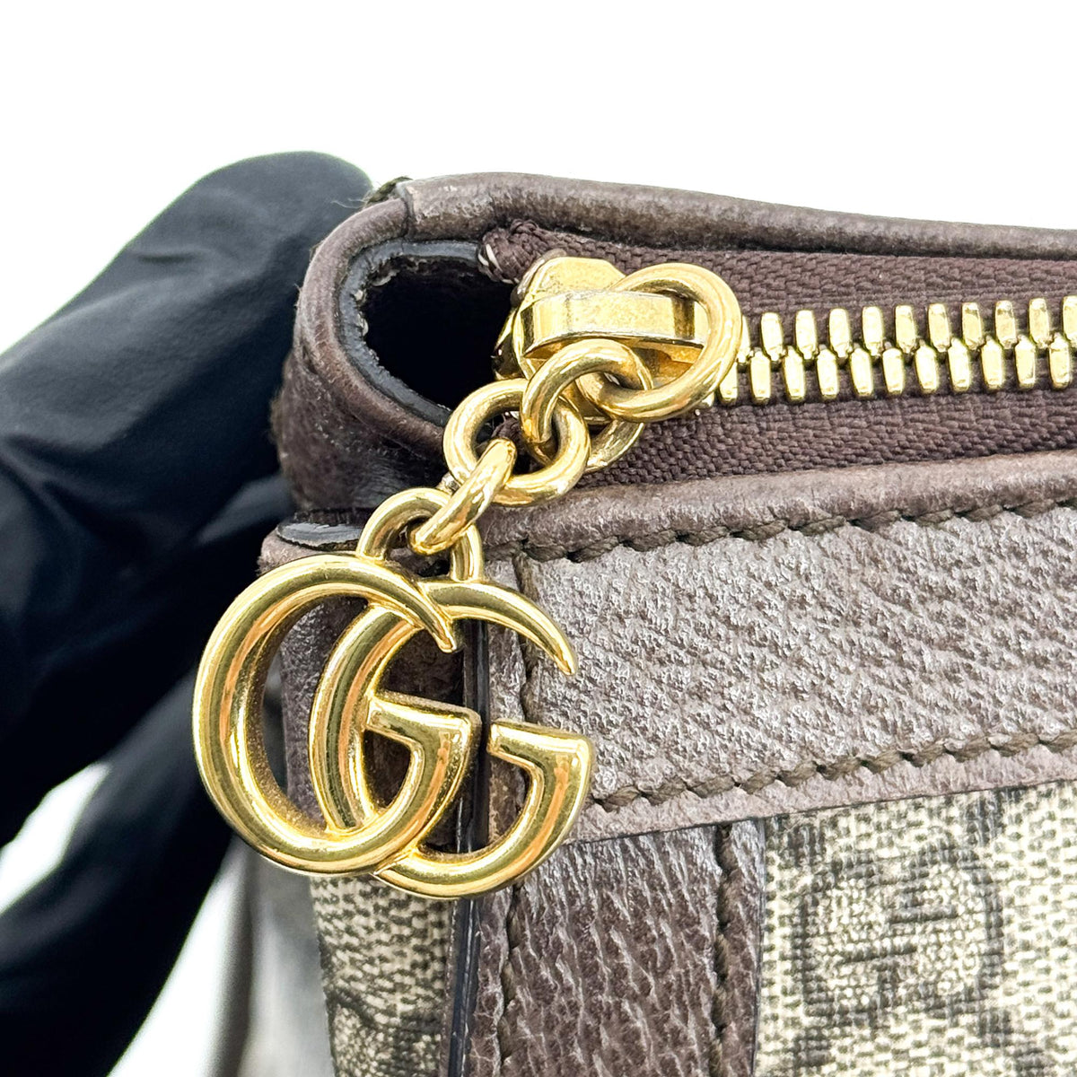 Gucci Ophidia Top Handle GG Coated Canvas, Brown, Canvas, Tote Bag