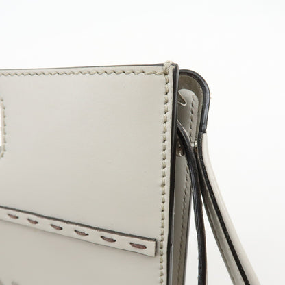 Fendi Logo Cut-Out Handle Shopper Embossed Leather, Gray, Leather, Tote Bag