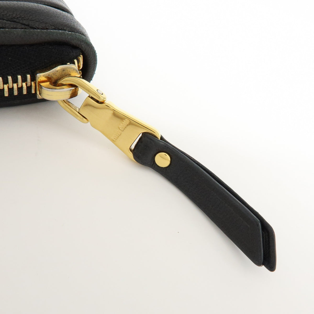 Miu Miu Zip Around Matelasse Leather, Black, Leather, Wallet