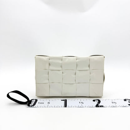 Bottega Veneta Brick Cassette Maxi Intrecciato Leather, White, Leather, Shoulder Bag