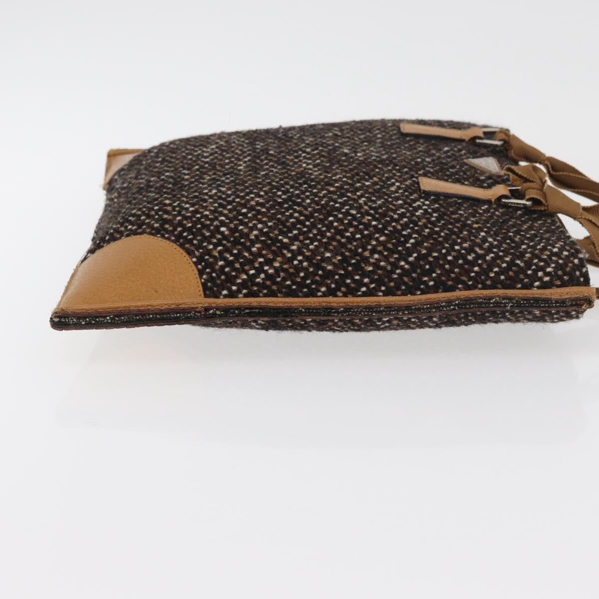 Prada Convertible Open Tweed, Brown, Canvas, Tote Bag