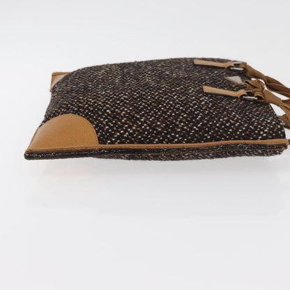 Prada Convertible Open Tweed, Brown, Canvas, Tote Bag