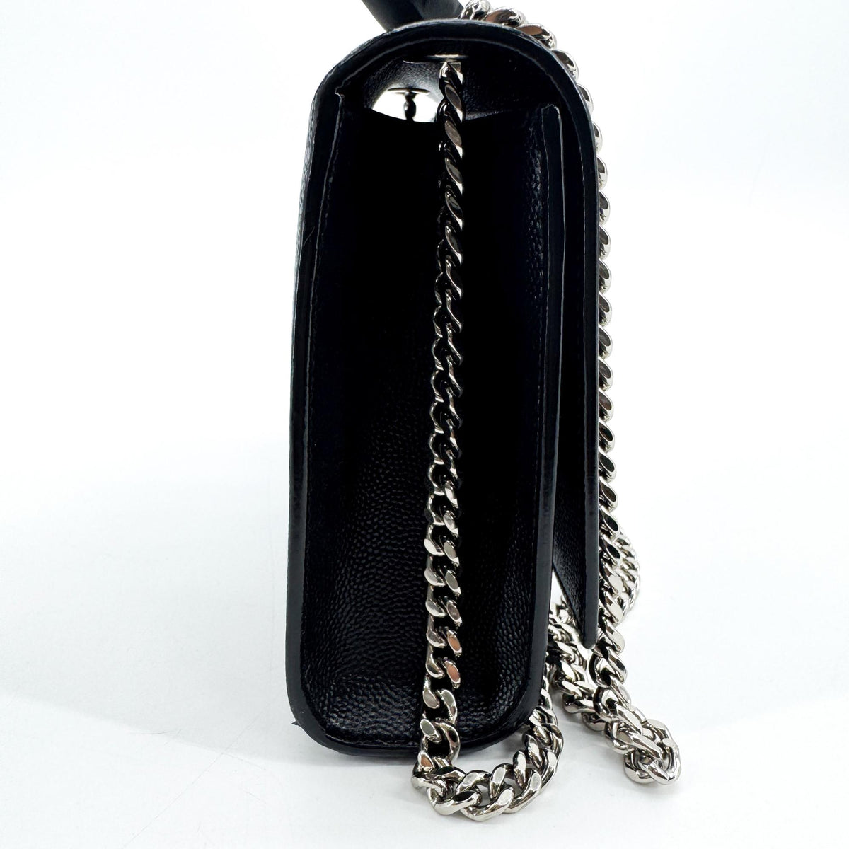 Saint Laurent Classic Monogram Flap Chain Leather, Black, Leather, Crossbody Bag