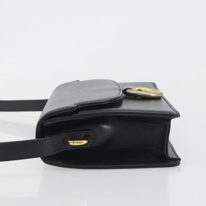 Gucci GG Ring Leather, Black, Leather, Shoulder Bag