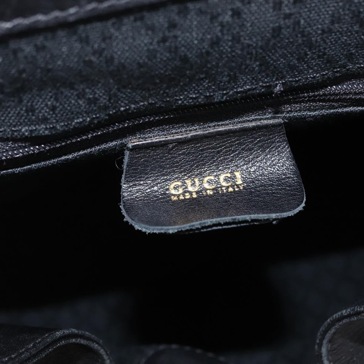 Gucci Vintage Bamboo Leather, Black, Leather, Backpack
