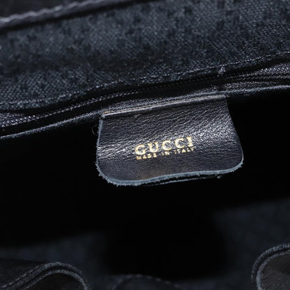 Gucci Vintage Bamboo Leather, Black, Leather, Backpack