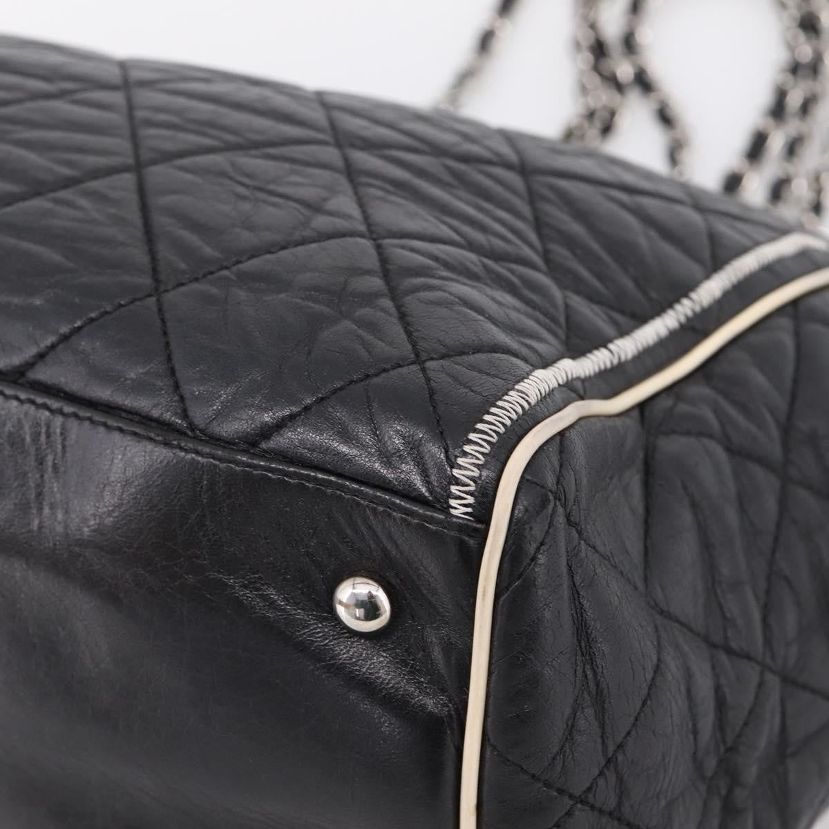 Chanel North South Mademoiselle Lock Quilted Leather, Black, Leather, Tote Bag