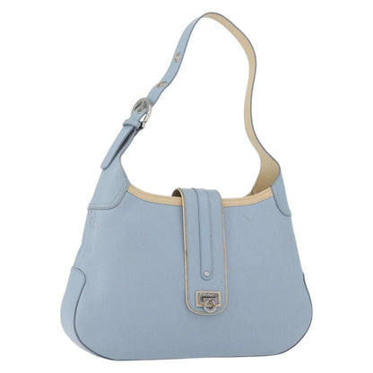 Salvatore Ferragamo Gancini Leather, Blue, Leather, Shoulder Bag