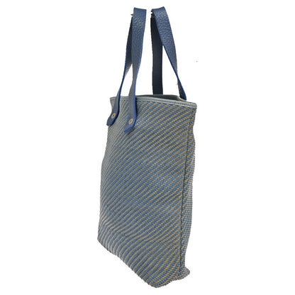 Hermes Ahmedabad Woven Leather and Canvas, Blue, Polyester, Tote Bag
