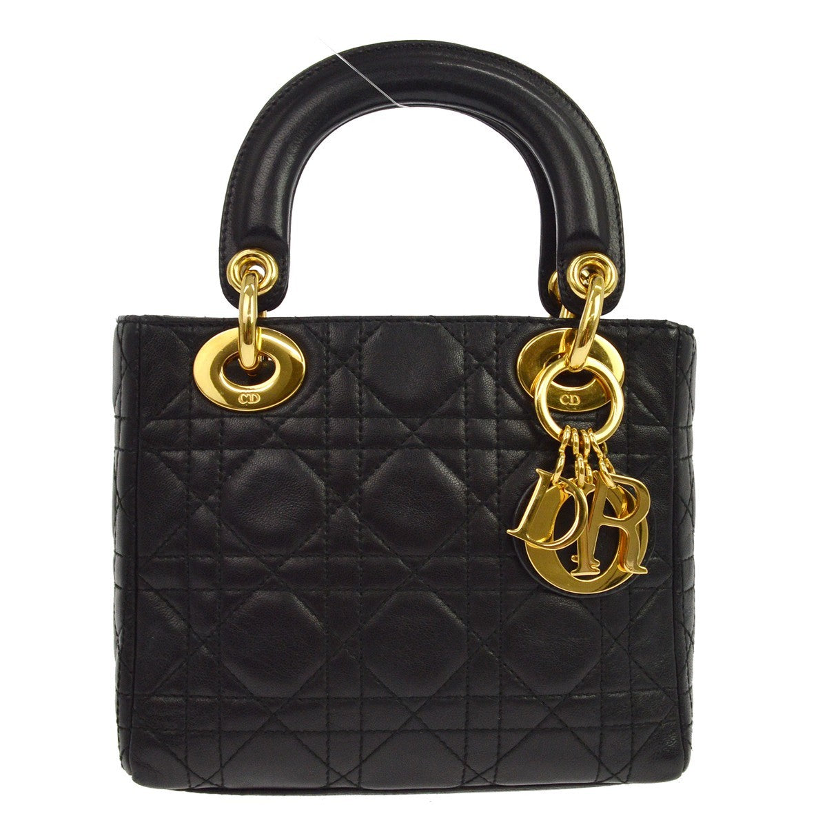 Christian Dior Lady Dior, Black, Leather, Handbag