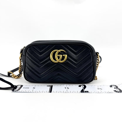 Gucci GG Marmont Matelasse Leather, Black, Leather, Shoulder Bag