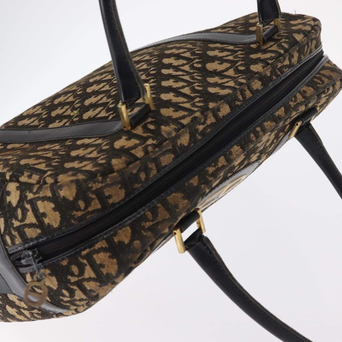 Christian Dior Vintage Trotter Romantique Boston Diorissimo Coated Canvas, Navy, Canvas, Shoulder Bag