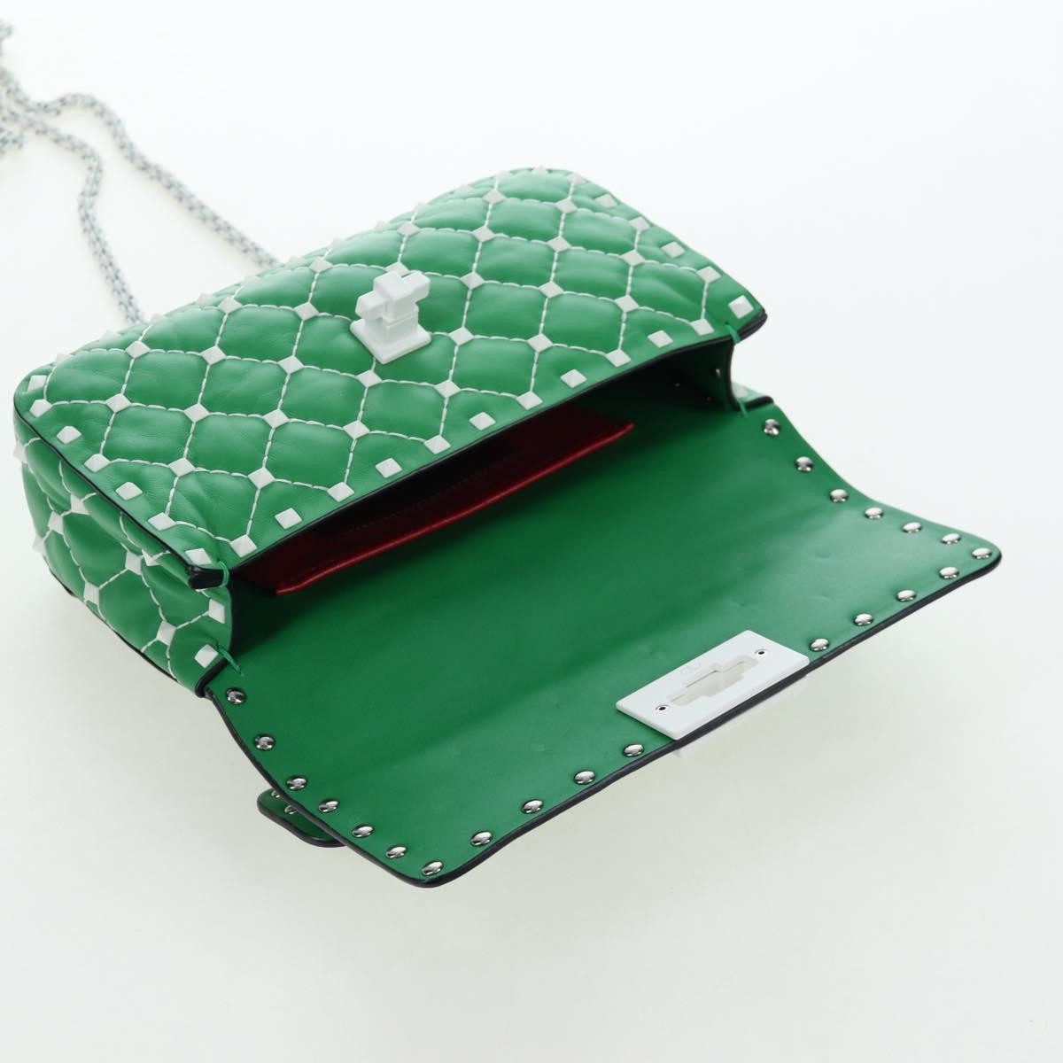 Valentino Garavani Free Rockstud Spike Flap Quilted Leather, Green, Leather, Handbag