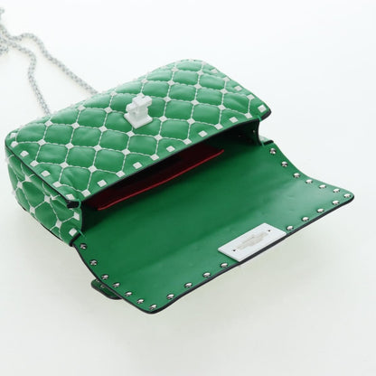 Valentino Garavani Free Rockstud Spike Flap Quilted Leather, Green, Leather, Handbag