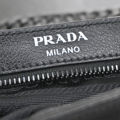 Prada Chain Flap Bag Studded Glace Calf, Red, Leather, Shoulder Bag