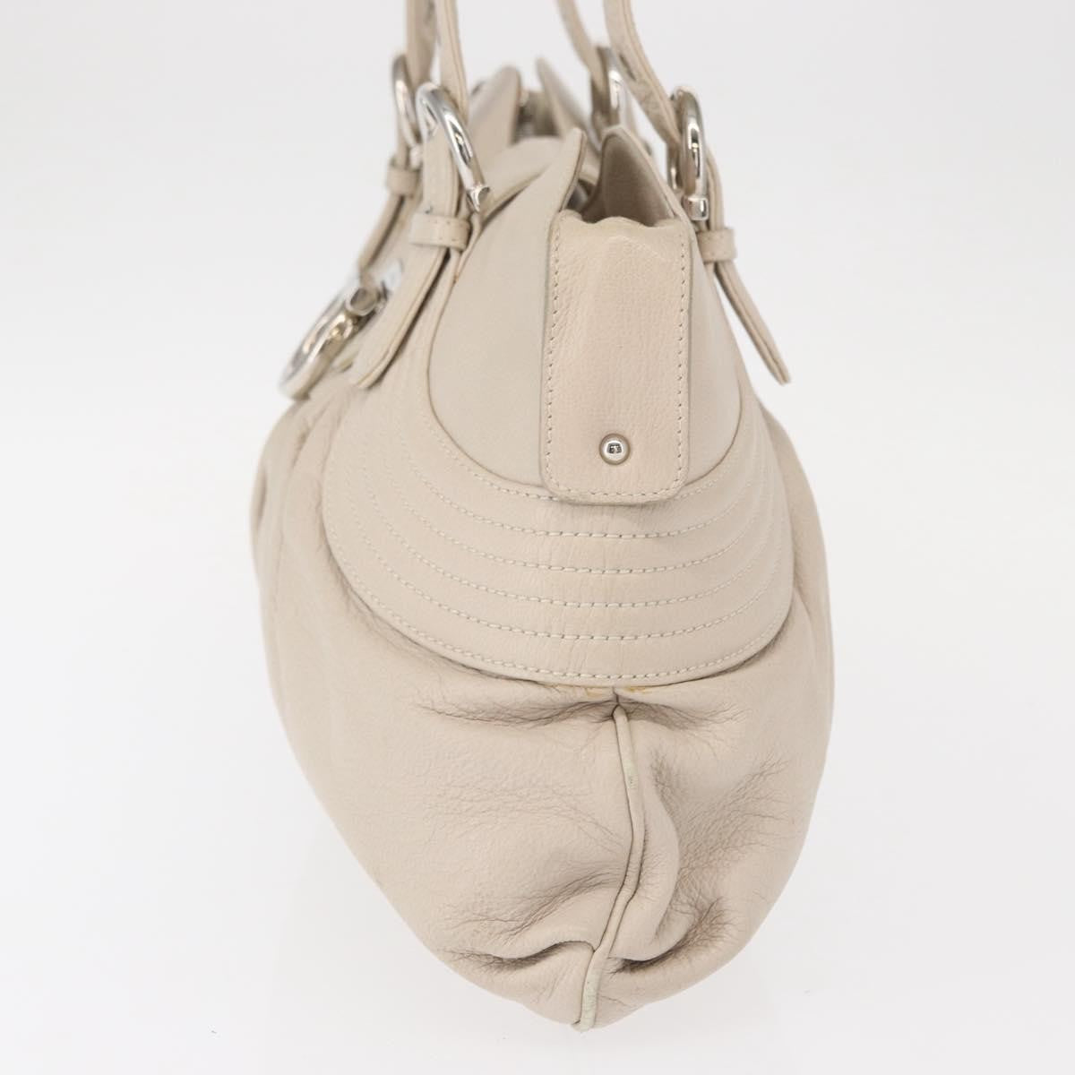 Salvatore Ferragamo Gancini Leather, Silver, Leather, Shoulder Bag