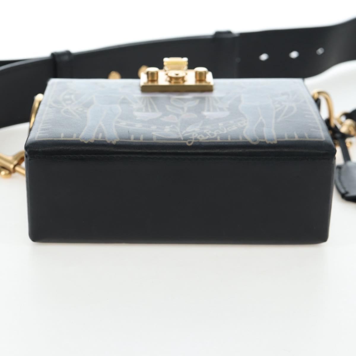 Christian Dior Dioraddict Lockbox Printed Leather, Black, Leather, Shoulder Bag