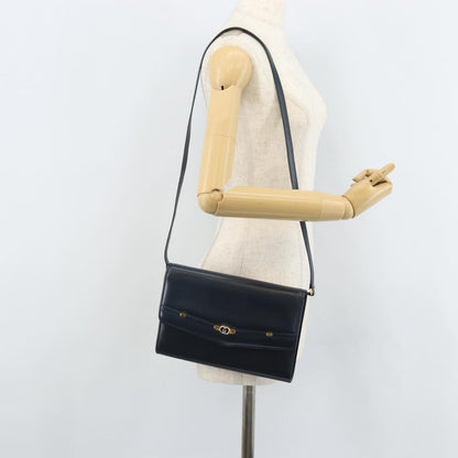 Gucci Vintage Interlocking G Flap Leather, Navy, Leather, Shoulder Bag