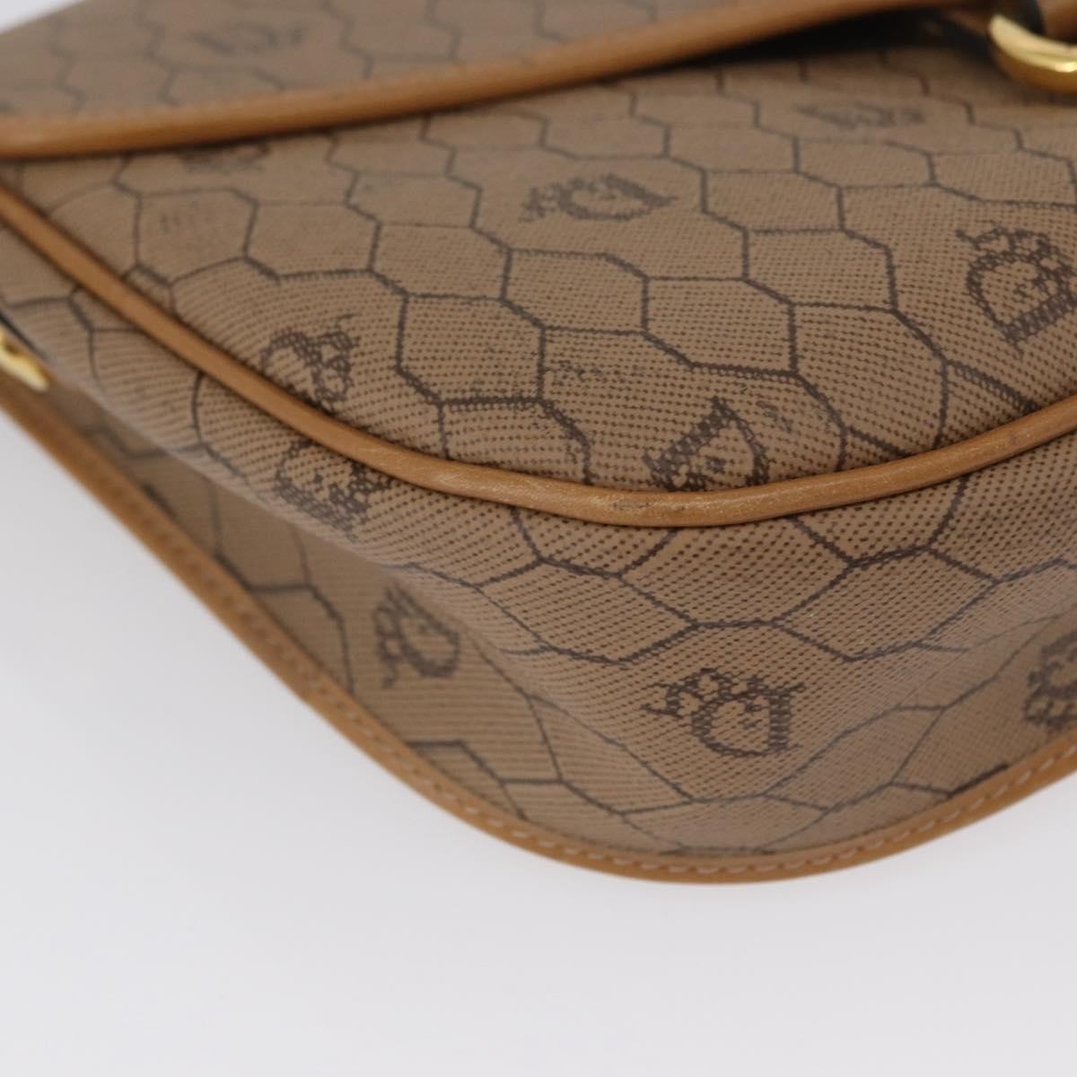 Christian Dior Vintage Honeycomb Canvas and Leather, Beige, Canvas, Shoulder Bag