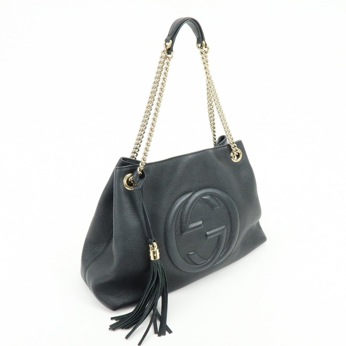 Gucci Soho Chain Strap Leather, Black, Leather, Shoulder Bag