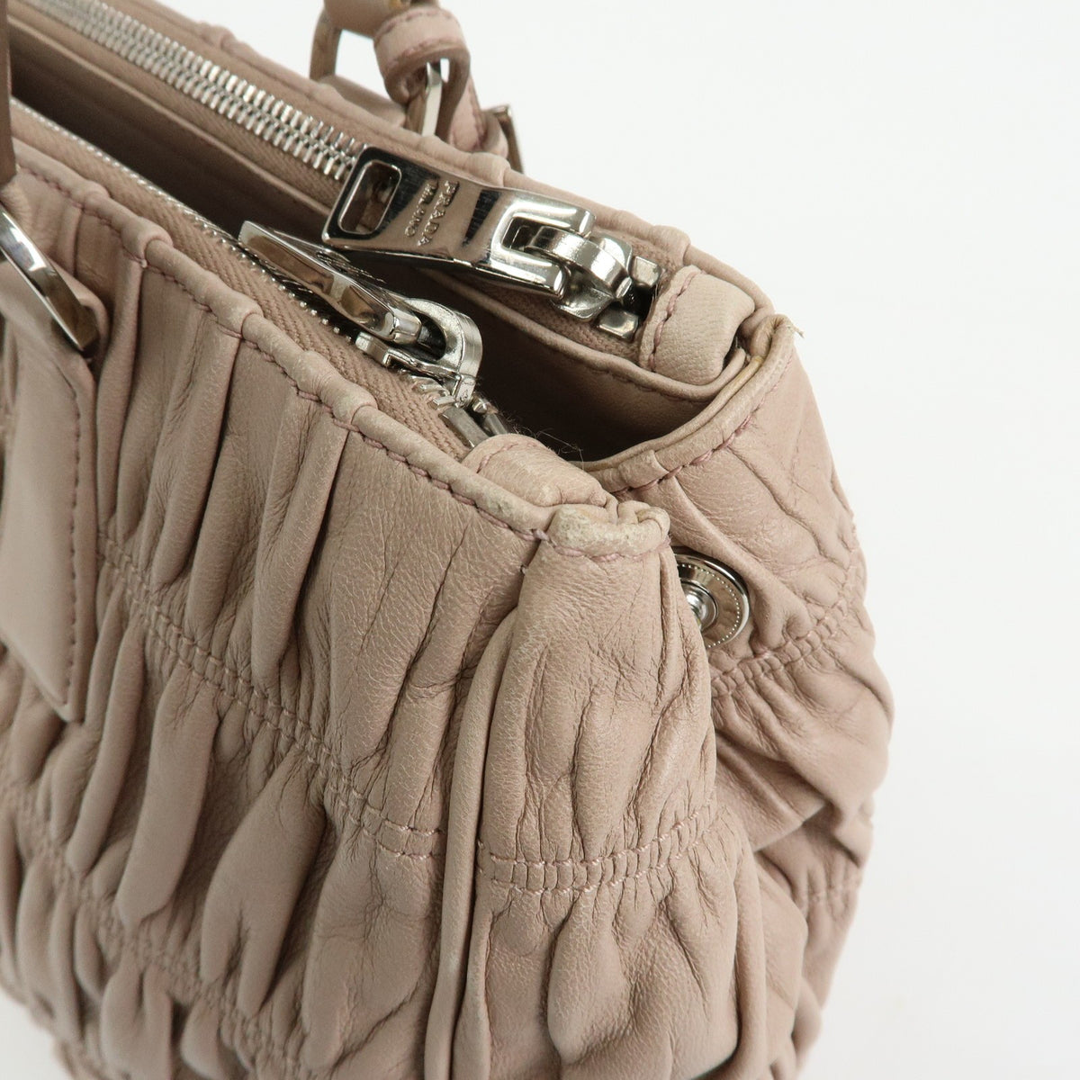 Prada Gaufre Nappa Leather, Beige, Leather, Tote Bag