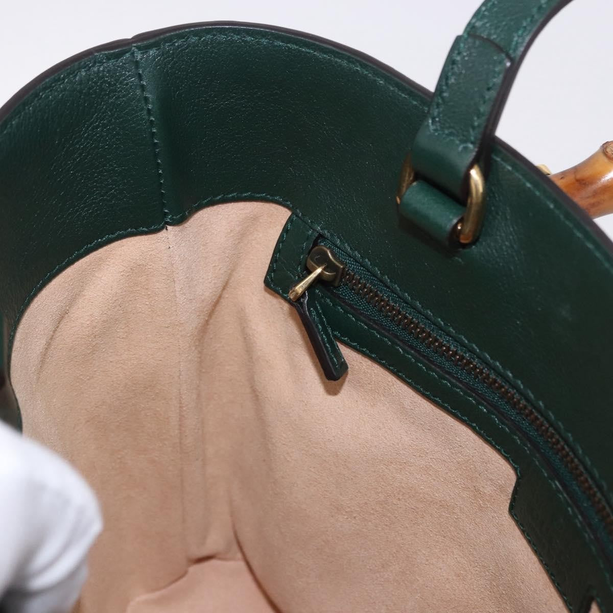 Gucci Diana Bamboo Handle Round Tote Leather, Green, Leather, Tote Bag