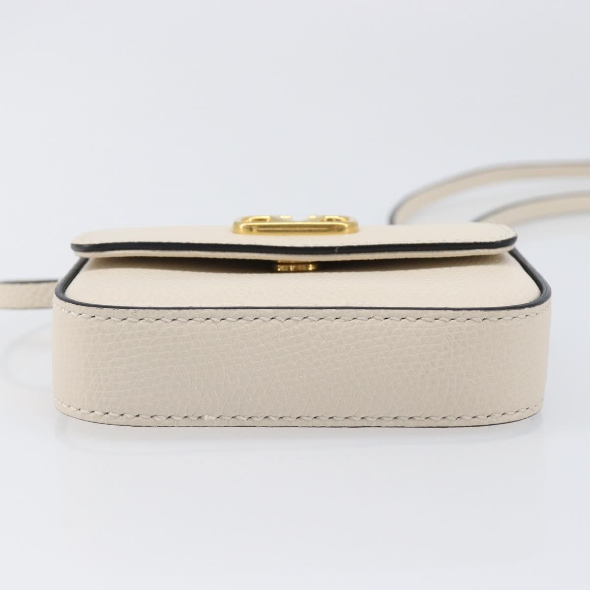 Valentino Garavani V Pouch Shoulder Bag Leather, White, Leather, Shoulder Bag