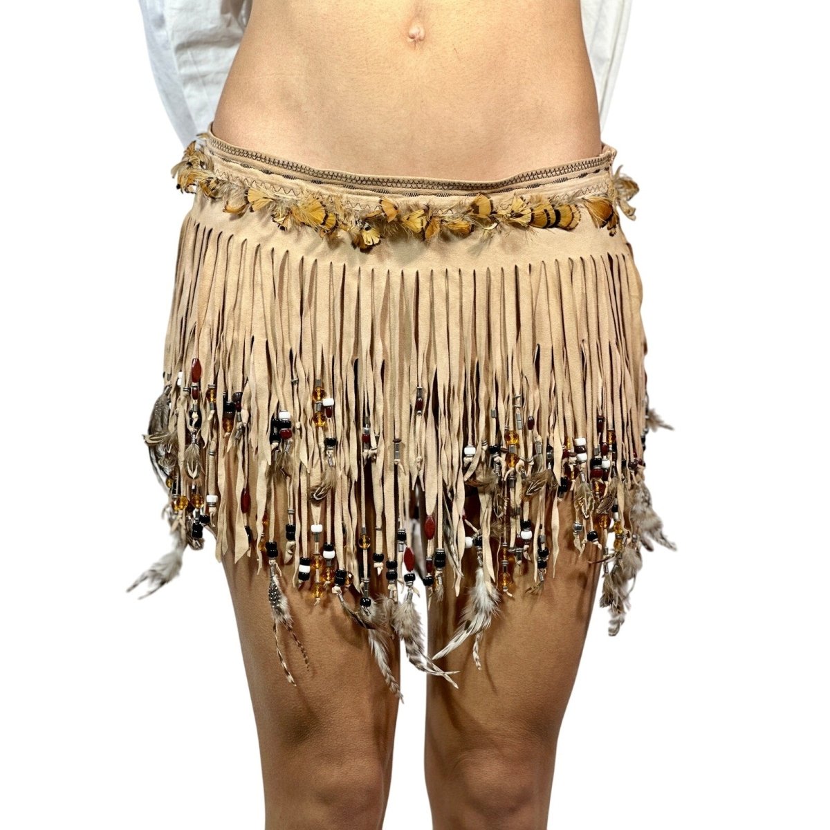 DOLCE & GABBANA Beaded Feather Fringe Skirt - Brandsamsara