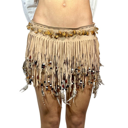 DOLCE & GABBANA Beaded Feather Fringe Skirt - Brandsamsara